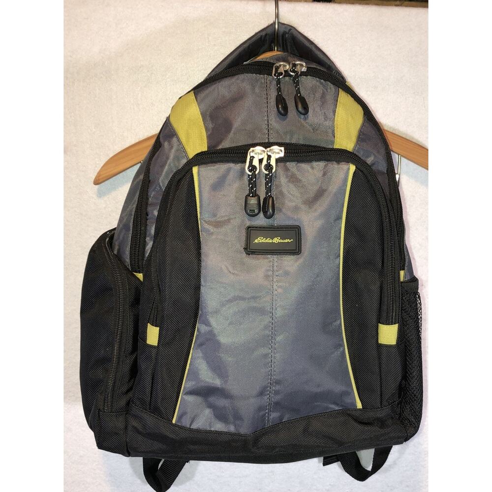 Eddie Bauer Baby Diaper Bag Backpack Black Insulated Bottle Pocket